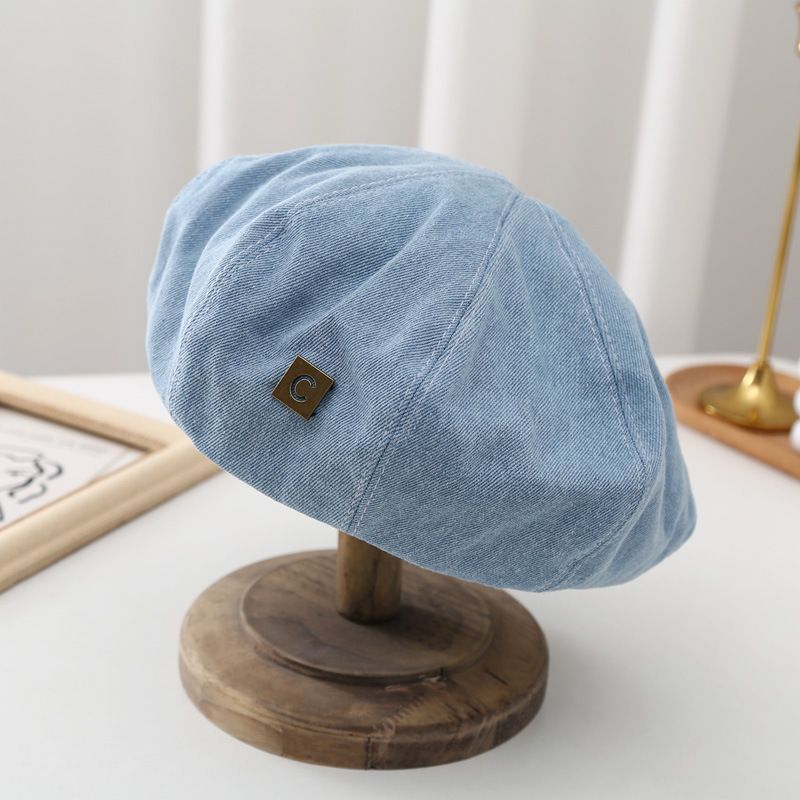 Mode Lille Belle Hat Style Maler Hat Retro Denim Baretter Piger