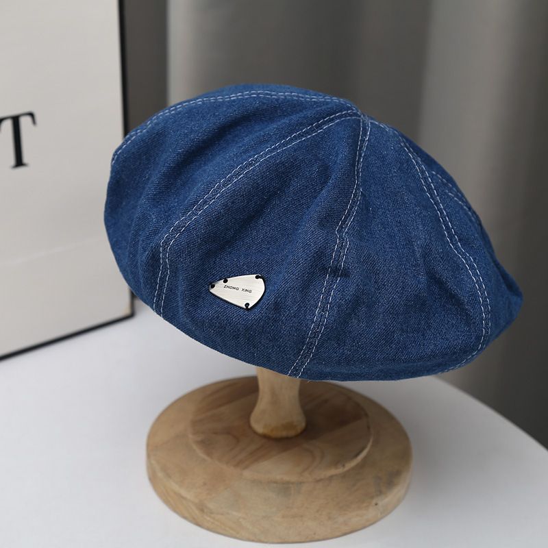 Mode Lille Belle Hat Style Maler Hat Retro Denim Baretter Piger