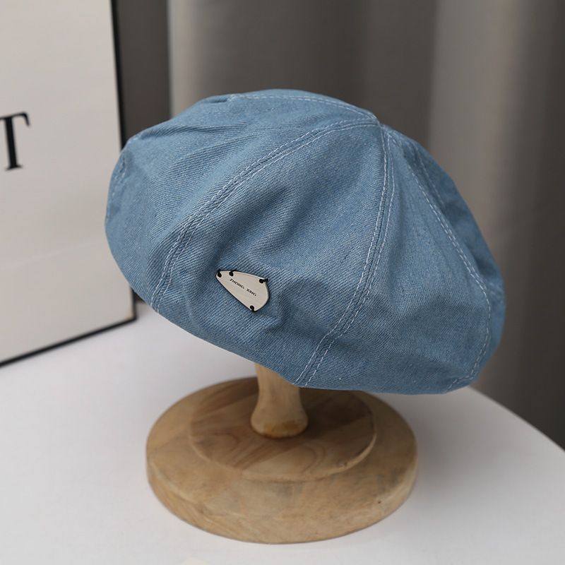 Mode Lille Belle Hat Style Maler Hat Retro Denim Baretter Piger