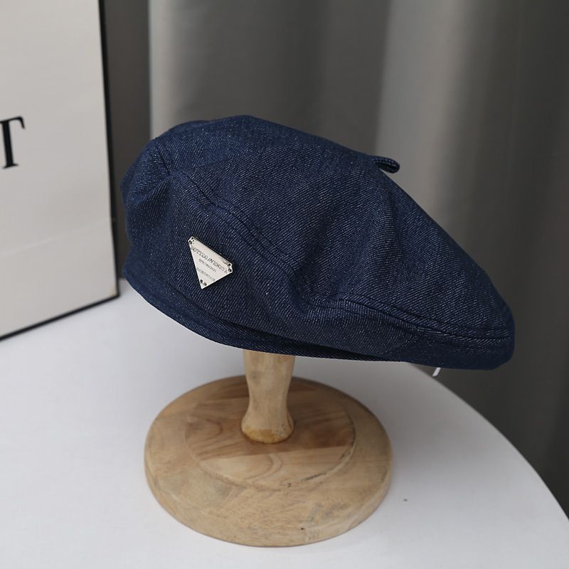 Mode Lille Belle Hat Style Maler Hat Retro Denim Baretter Piger