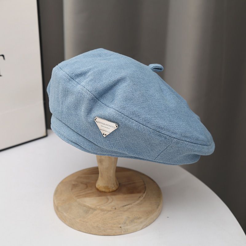 Mode Lille Belle Hat Style Maler Hat Retro Denim Baretter Piger