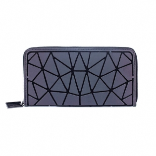 Mode Pu Damepung Reflekterende Kortposition Clutch Taske Geometrisk Lang Pung Lysende Materiale Lingge Dametaske