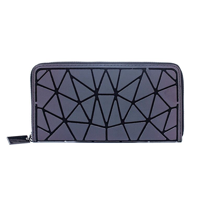 Mode Pu Damepung Reflekterende Kortposition Clutch Taske Geometrisk Lang Pung Lysende Materiale Lingge Dametaske