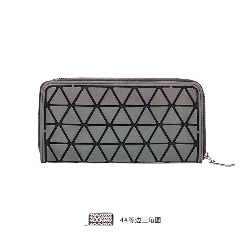 Mode Pu Damepung Reflekterende Kortposition Clutch Taske Geometrisk Lang Pung Lysende Materiale Lingge Dametaske