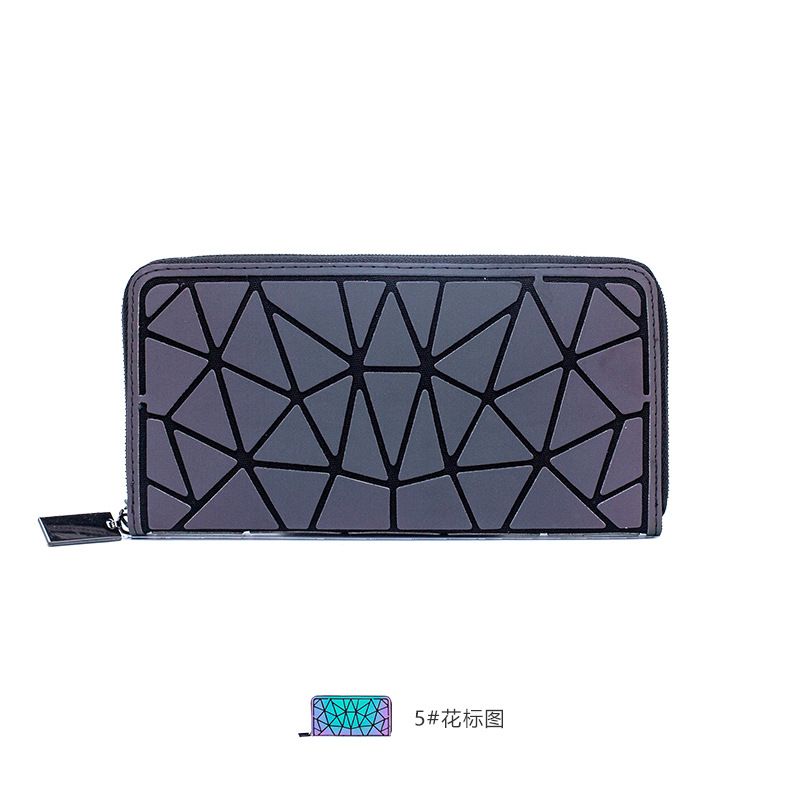 Mode Pu Damepung Reflekterende Kortposition Clutch Taske Geometrisk Lang Pung Lysende Materiale Lingge Dametaske