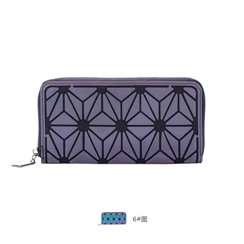 Mode Pu Damepung Reflekterende Kortposition Clutch Taske Geometrisk Lang Pung Lysende Materiale Lingge Dametaske