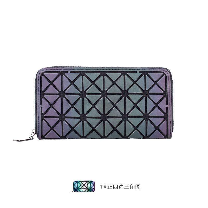 Mode Pu Damepung Reflekterende Kortposition Clutch Taske Geometrisk Lang Pung Lysende Materiale Lingge Dametaske