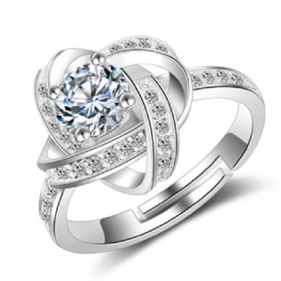 Modepersonlighed Diamantfinger Firkløver Åbning Justerbar Ring