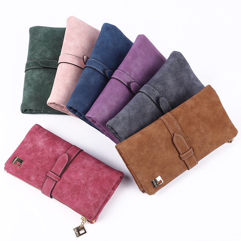 Moderig Retro Frostet Mellemlang Multi-kort Pung Med To-fold Clutch