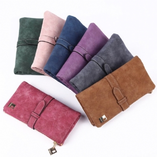 Moderig Retro Frostet Mellemlang Multi-kort Pung Med To-fold Clutch