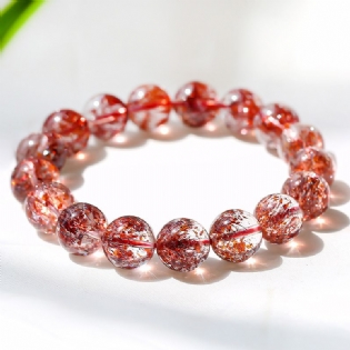 Naturlig Jordbær Krystal Pulver Armbånd Tre-hjulet Rygrad Ametyst Kvindelige Smykker