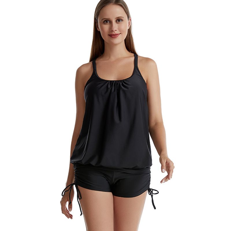 Ny Badedragt Dameprintet Todelt Split Boxer Tankini