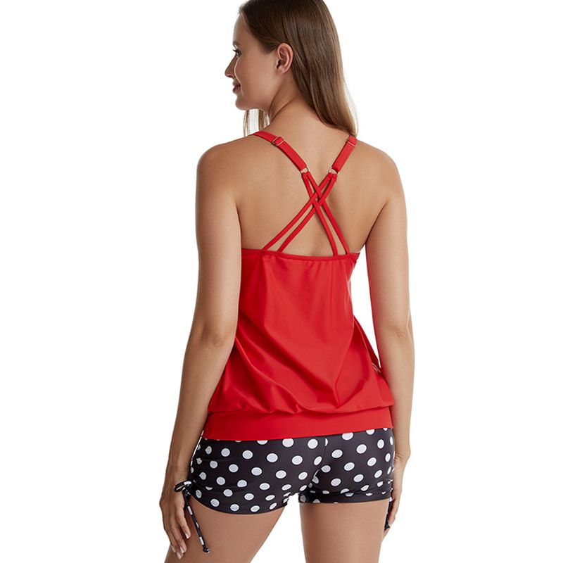 Ny Badedragt Dameprintet Todelt Split Boxer Tankini