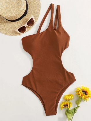 Ny One-piece Badedragt Bikini Blank Brun 5 Farve Dame