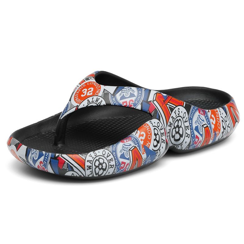 Nye Mænds Sandaler Hjemmesko Sko Sommerprint Flip-flops Herremode Flip Flops Med Tyk Sål