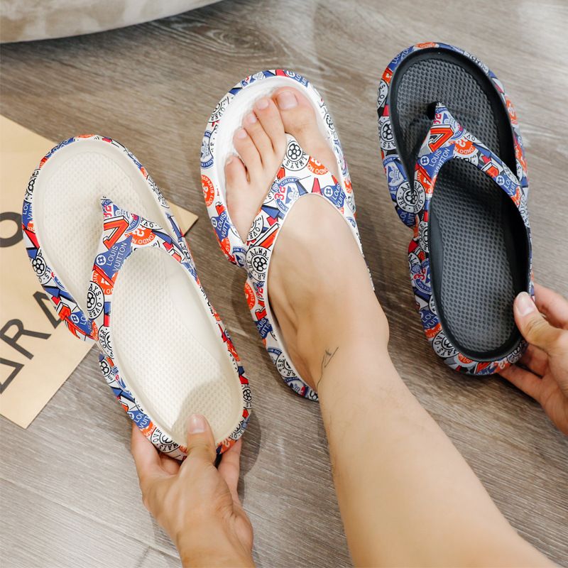 Nye Mænds Sandaler Hjemmesko Sko Sommerprint Flip-flops Herremode Flip Flops Med Tyk Sål