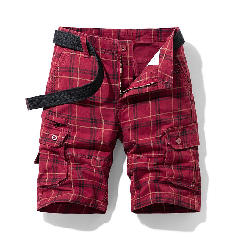 Nye Sommershorts Til Mænd Af Bomuld Afslappet Sportsværktøj Fem-punkts Plaid Slim Fit