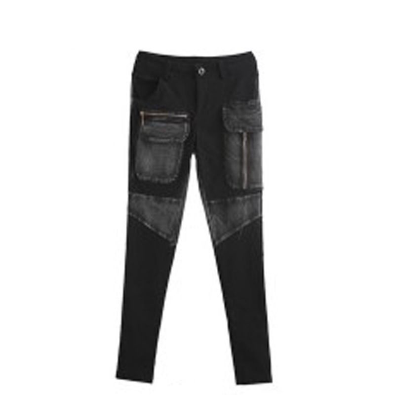 Personlig Lynlås Jeans Dame Afslappet Bukser Slim Fit Trend