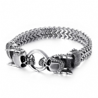 Personlighed Firkantet Fiskeskala Titanium Stålarmbånd Skull Punk Mænds Retro Mønster Rustfrit Stål Armbånd