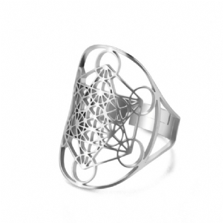 Personlighedstrend Enkelt Produkt Titanium Stål Smykker Mode Hule Hexagram Oval Rustfri Ring