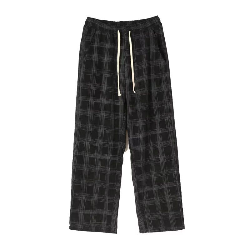 Plaid Mænds Trend Løse Fritidsbukser Lige Joggingbukser