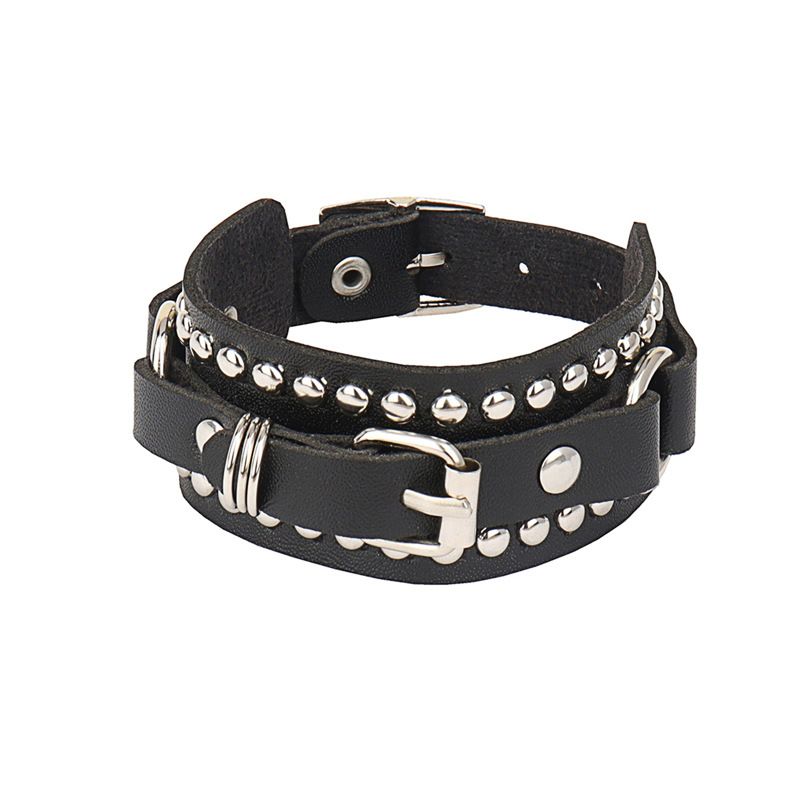 Punk Trend Nitte Læder Armbånd Personlighed Mode Rock Par Hoved Smykker