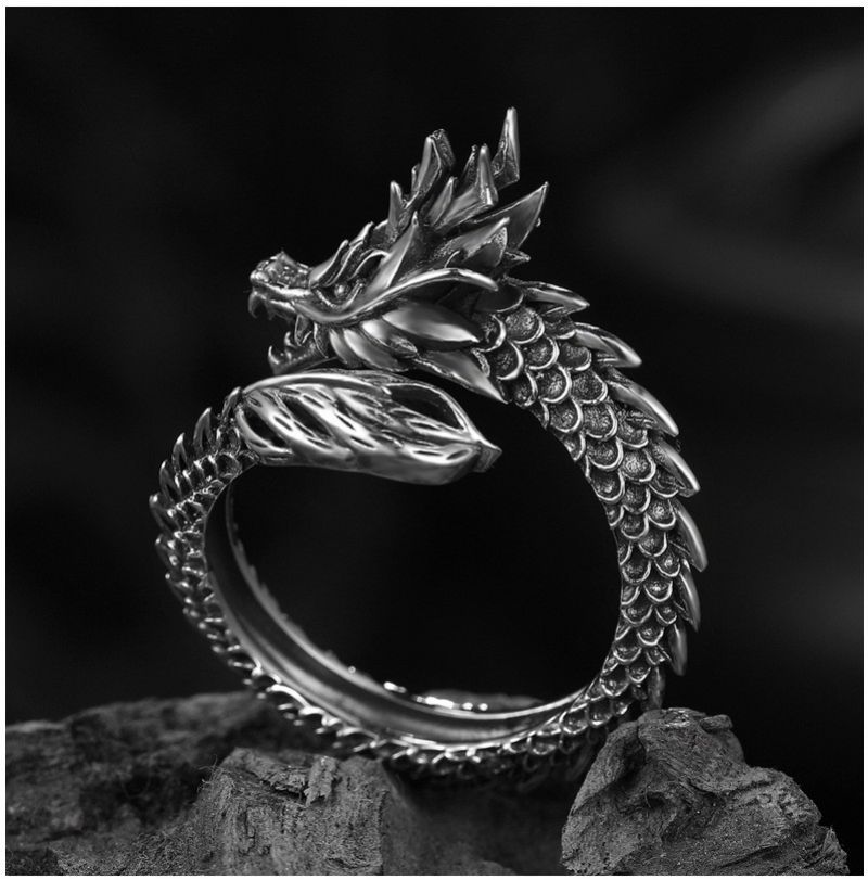 Retro Dragon Ring Mænds Dominerende Enkelt Åbning Trendy Og Kvinders Pegefinger