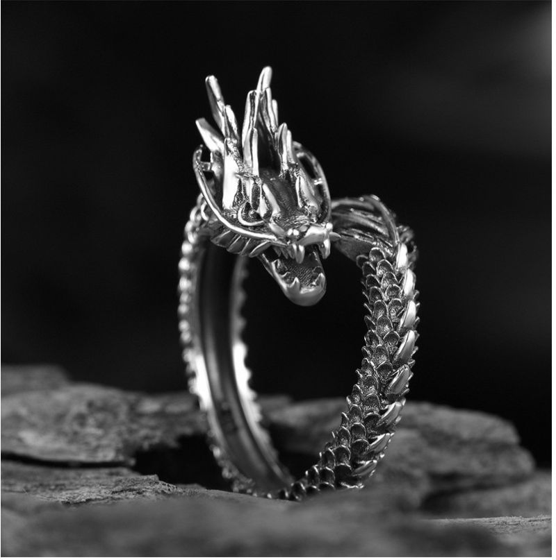 Retro Dragon Ring Mænds Dominerende Enkelt Åbning Trendy Og Kvinders Pegefinger