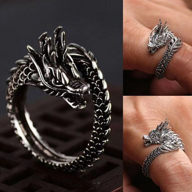 Retro Dragon Ring Mænds Dominerende Enkelt Åbning Trendy Og Kvinders Pegefinger