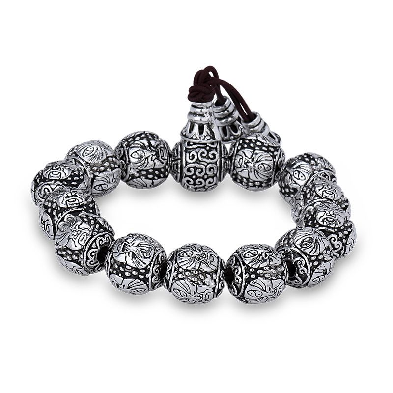 Retro Kærlighed Dobbelt Pixiu Armbånd Mode Trendy Guan Gong Wu Buddha Beads Til Mænd Gamle Thailandske Sølvarmbånd