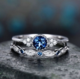 Ringe Fashion Zirconia Dameringe Sæt Med To Micropaved Emerald Ring Smykker