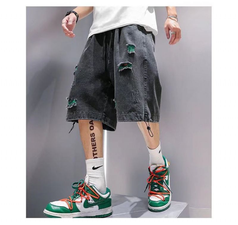 Rippede Denim Herreshorts 2023 Sommer Trend Løs Lige Fem Punkter