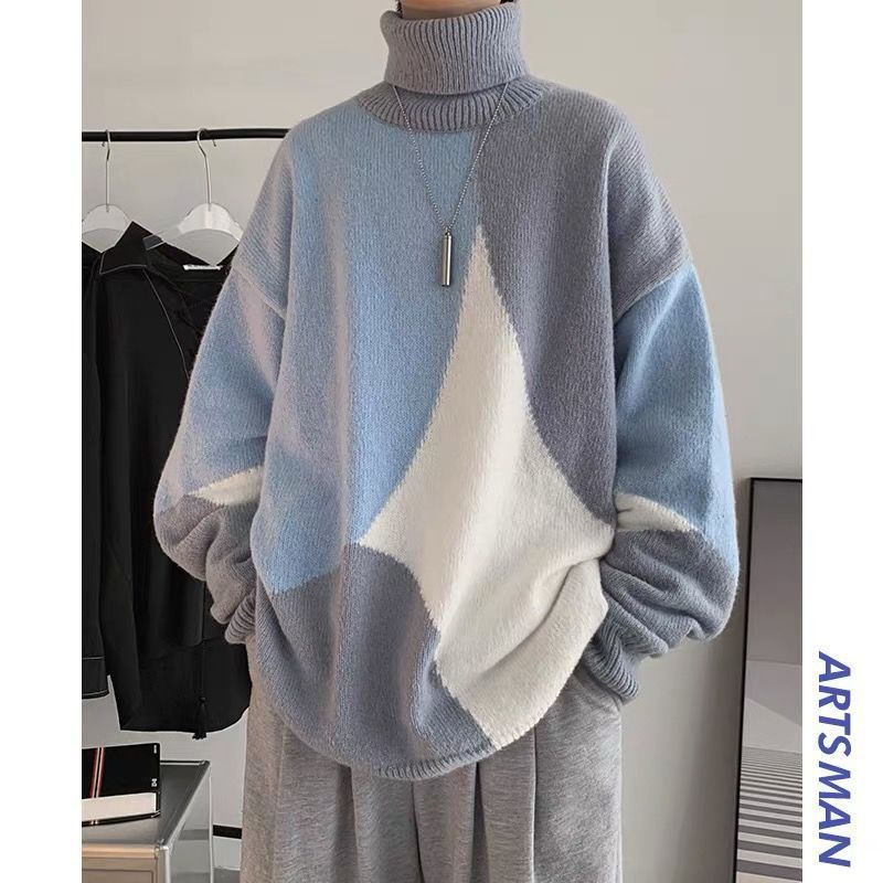 Rullekrave Sweater Mænd Strik Tyk Sektion Trendy Løs