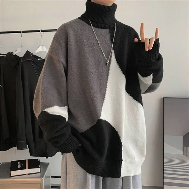 Rullekrave Sweater Mænd Strik Tyk Sektion Trendy Løs