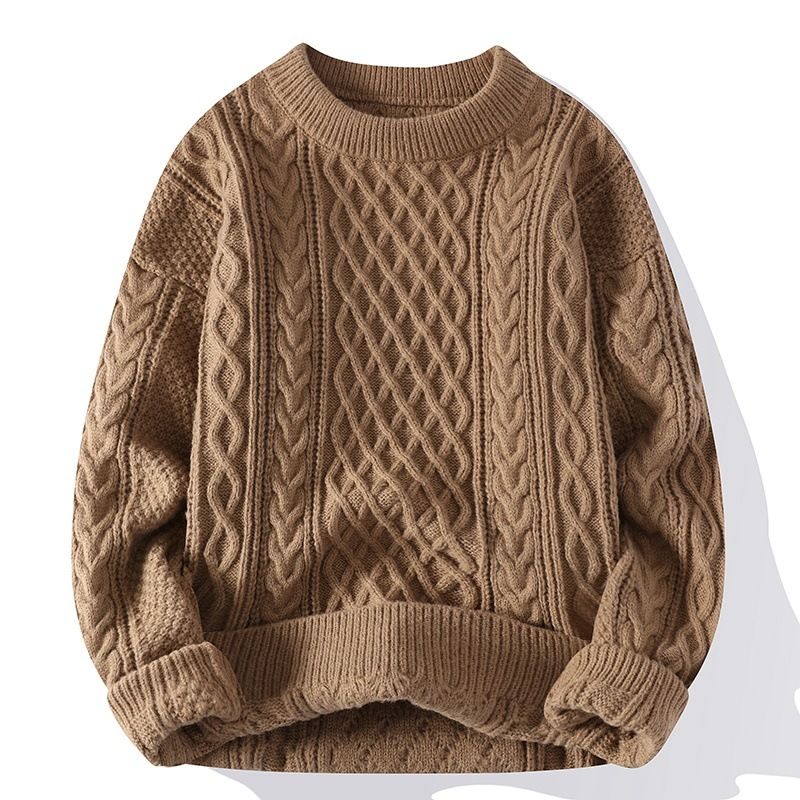 Rundhalset Sweater Til Mænd Løs Ensfarvet