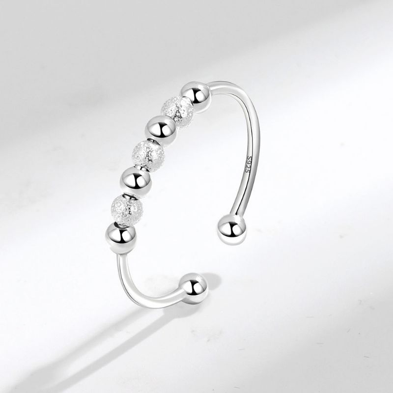 S925 Sterling Sølv Dekompression Angst Ring Beaded Hun