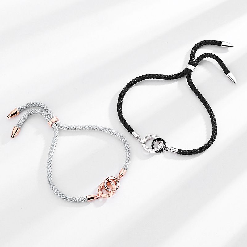 S925 Sterling Sølv Dobbeltring Par Armbånd Mænd Og Kvinder Et Par Nye Sammenlåsende Flettet Håndreb Valentinsdag