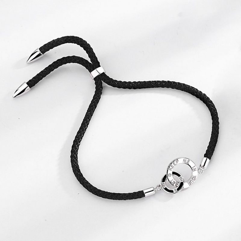 S925 Sterling Sølv Dobbeltring Par Armbånd Mænd Og Kvinder Et Par Nye Sammenlåsende Flettet Håndreb Valentinsdag