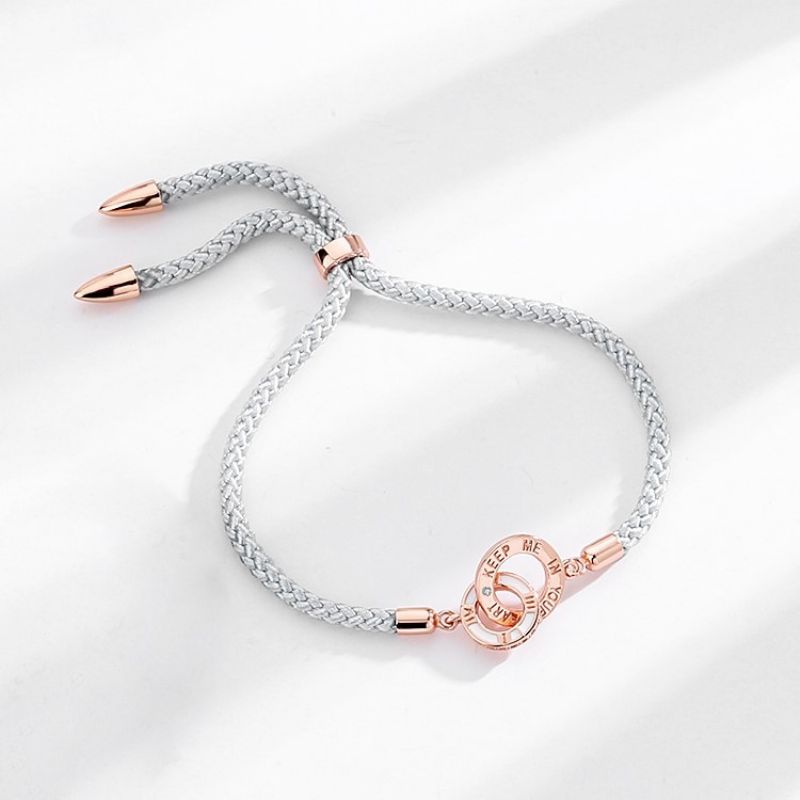 S925 Sterling Sølv Dobbeltring Par Armbånd Mænd Og Kvinder Et Par Nye Sammenlåsende Flettet Håndreb Valentinsdag