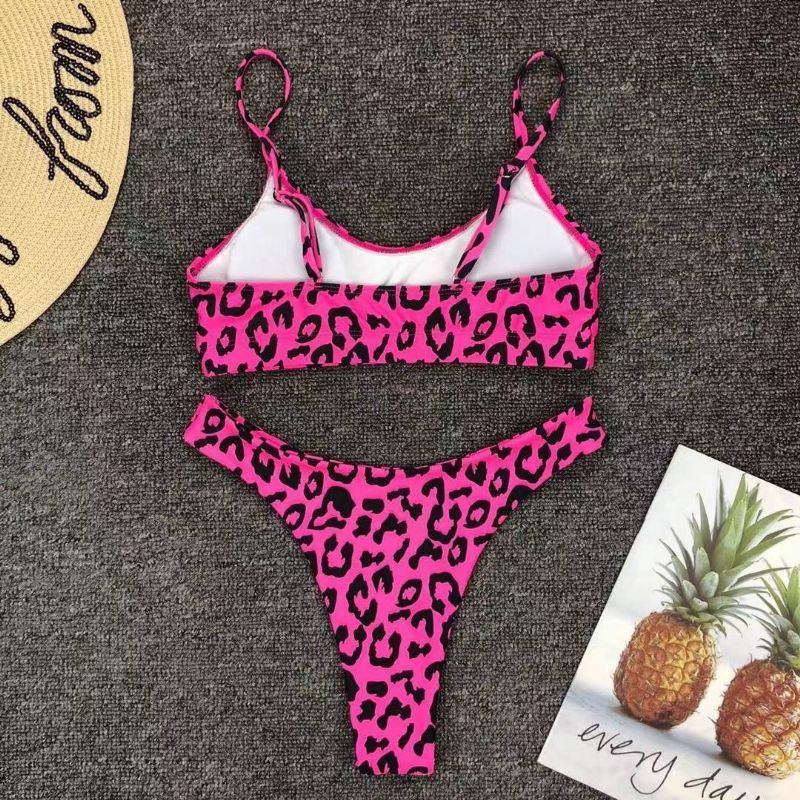 Sexet Leopard Bikini Badetøj Stock Lige Hår