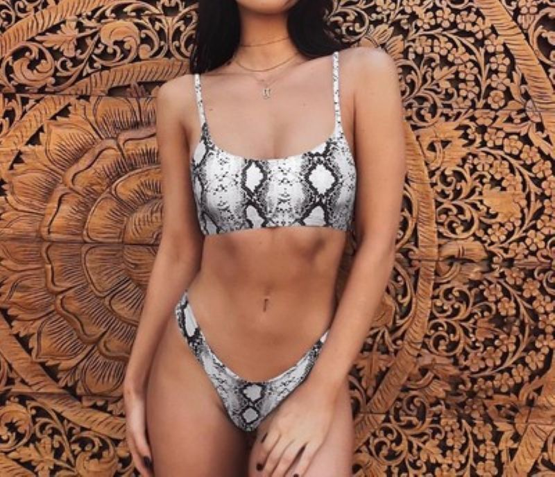 Sexet Leopard Bikini Badetøj Stock Lige Hår