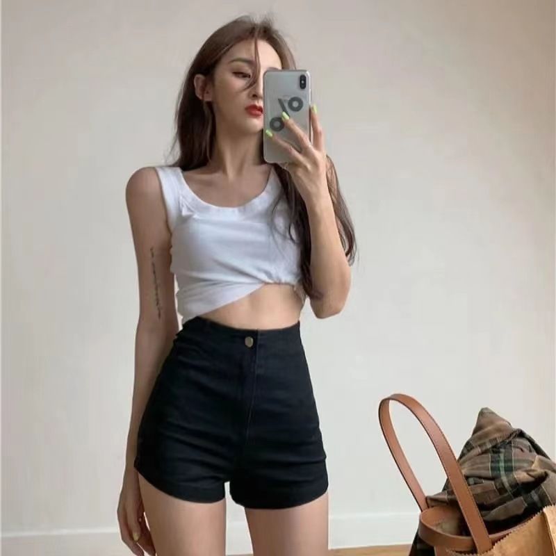 Skinny High Elastic Wrap Hip Dame Denim Shorts Waist Show Ben