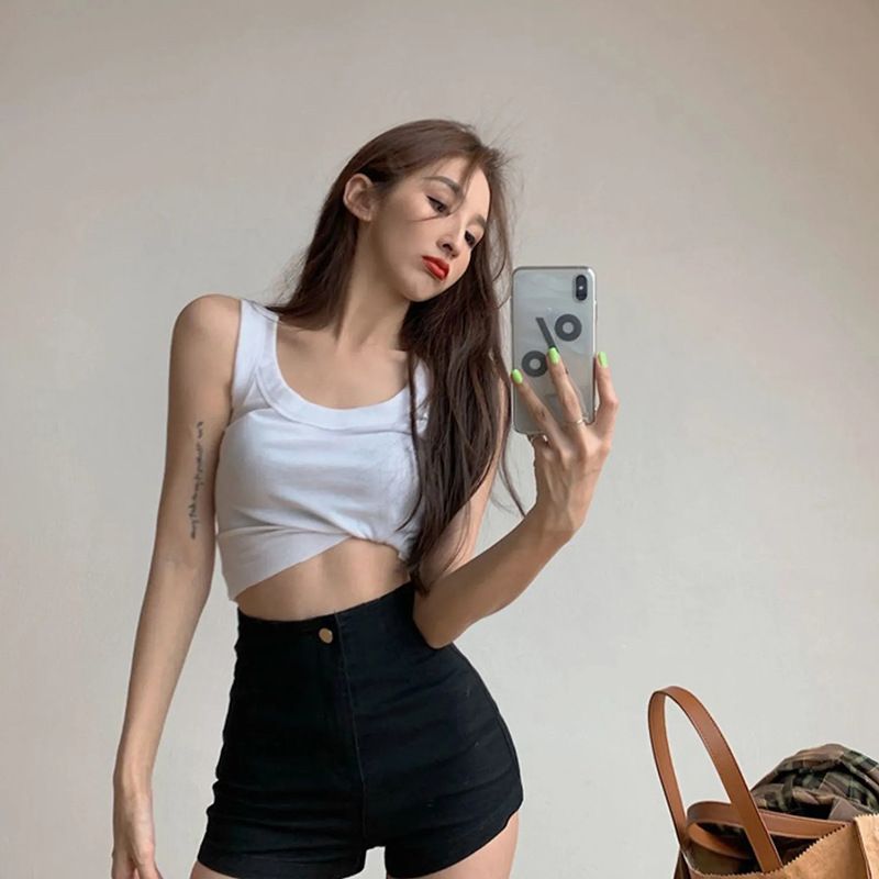 Skinny High Elastic Wrap Hip Dame Denim Shorts Waist Show Ben