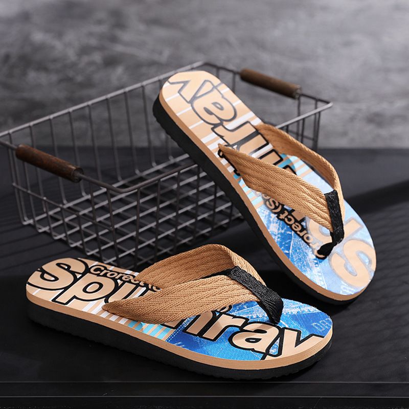 Sommer 2023 Nye Mænd Casual Fashion Sandaler Hjemmesko Sko Strand Trend Bogstaver Flip-flops