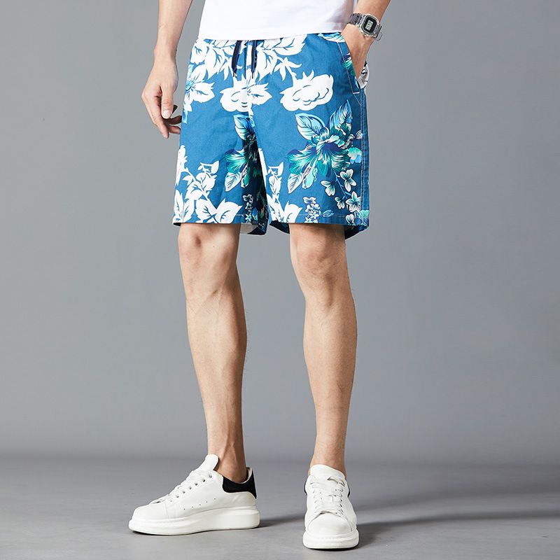 Sommer Cotton Beach Mænds Løse Afslappede Shorts Med Fem Punkts Tryk