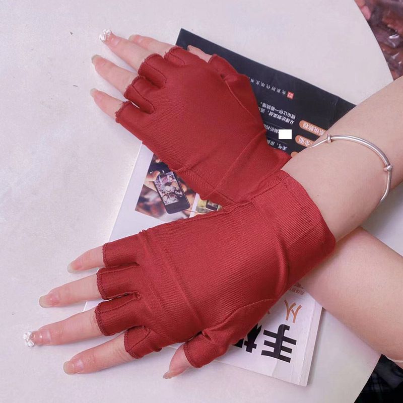 Sommer Kvinders Halvfinger Handsker Spandex Elastisk Kørsel Og Ridning Anti-ultraviolet Dug Finger Driver Touch Screen Dame