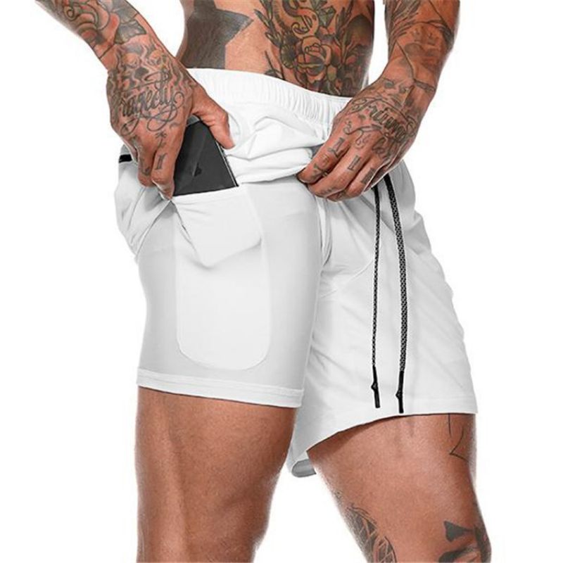 Sommer Mænds Fitness Fritid Sport Cropped Bukser Sportshorts Løbesport Dobbeltbukser