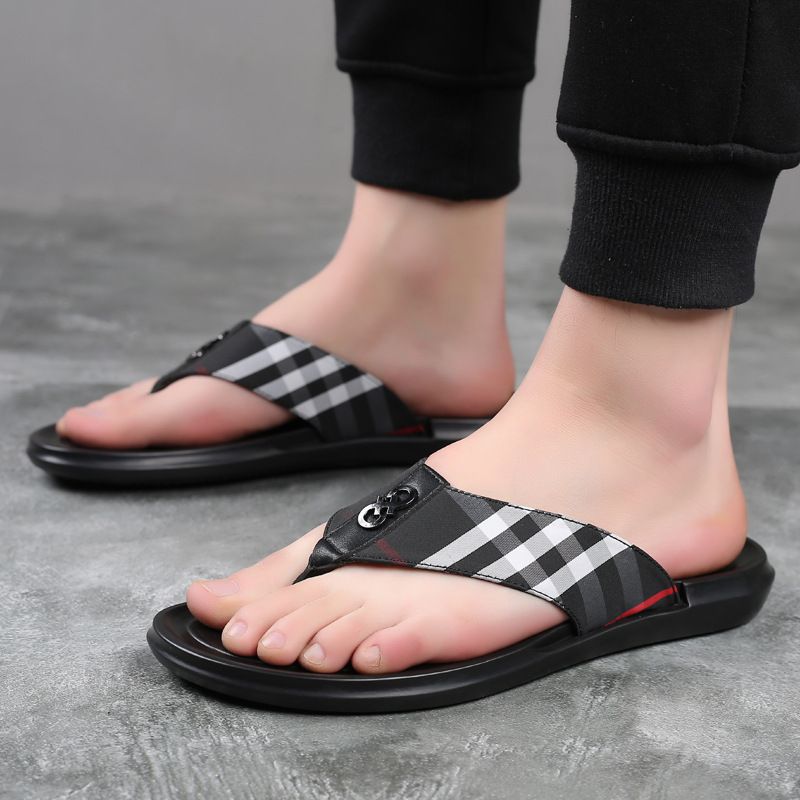 Sommernye Flip-flops Herresko Trendy Indendørs Og Udendørs Sandaler Med Åbne Tåer Hjemmesko Sko Lette Afslappede Herre