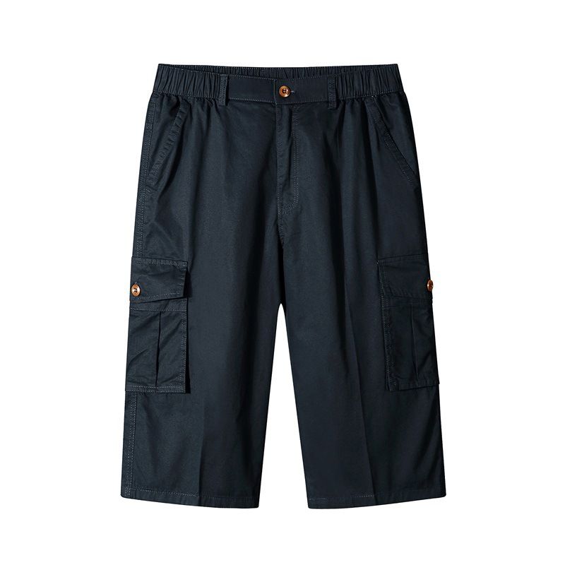 Sommershorts Til Mænd Multi-pocket Straight Tooling Løse Afskårne Bukser