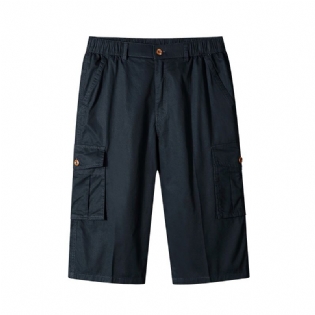 Sommershorts Til Mænd Multi-pocket Straight Tooling Løse Afskårne Bukser